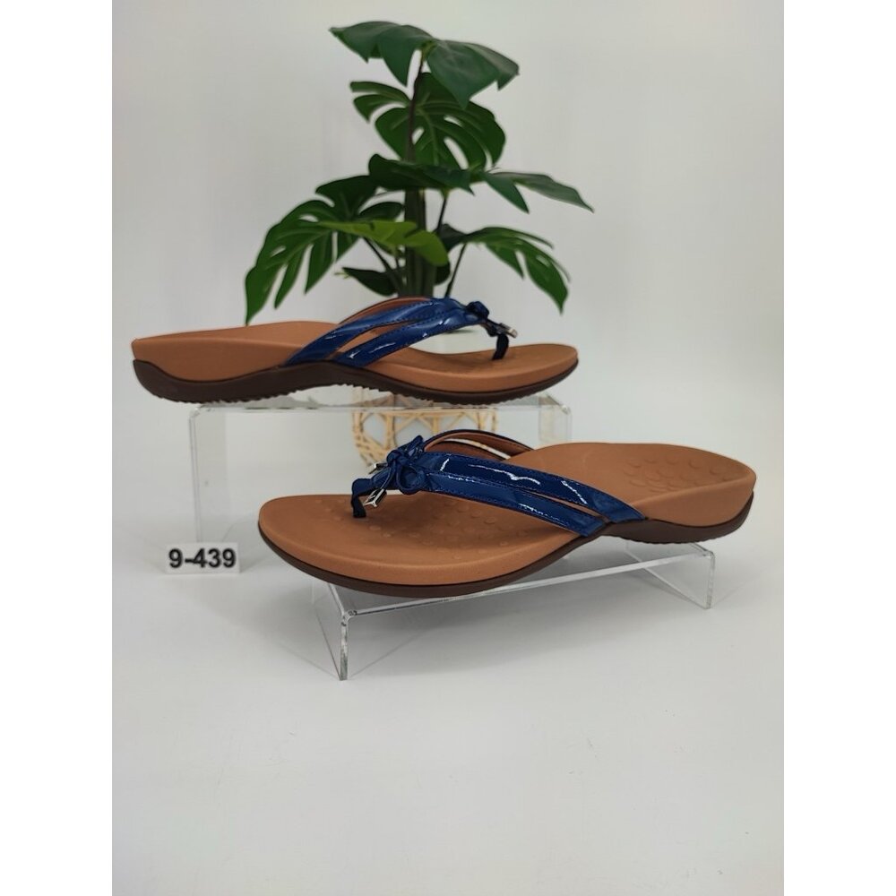 Vionic Women's Rest Bella X Blue Leather Orthopedic T-Strap Sandals Size 9.5 US